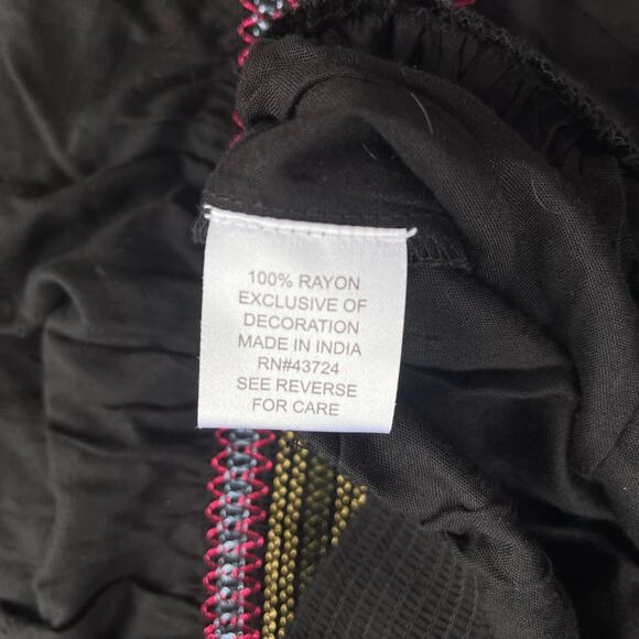 Linda Anderson Boho Maxi Skirt Sz XL Black Festival Embroidered Smocking Peasant - Picture 11 of 12